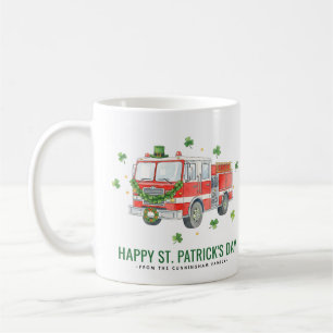 Custom Firefighter St. Patrick's Day Fire Truck Coffee Mug