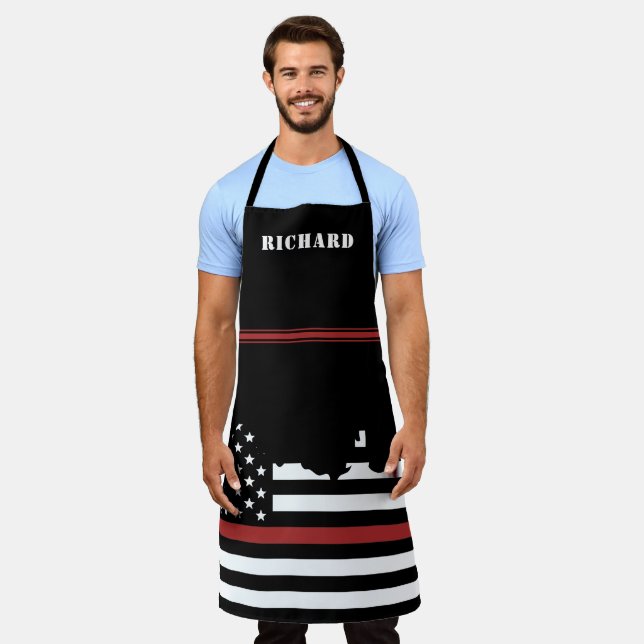 Custom Firefighter Thin Red Line Fire Department Apron (Worn)