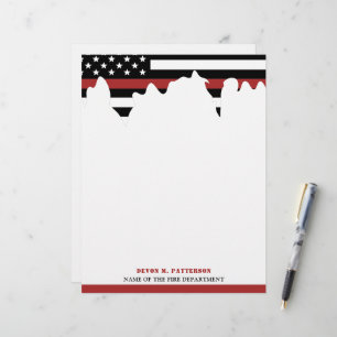 Custom Firefighter Thin Red Line Fire Department Letterhead