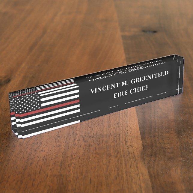  Custom Firefighter Thin Red Line Fire Department Nameplate (Side)