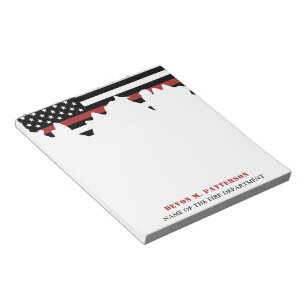 Custom Firefighter Thin Red Line Fire Department Notepad