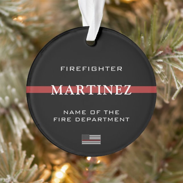 Custom Firefighter Thin Red Line Fire Department Ornament (Tree)