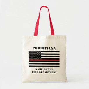 Custom Firefighter Thin Red Line Fire Department  Tote Bag
