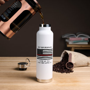 Custom Firefighter Thin Red Line Fire Department  Water Bottle