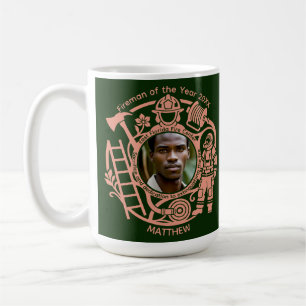 Custom Fireman Year Award Photo  Coffee Mug