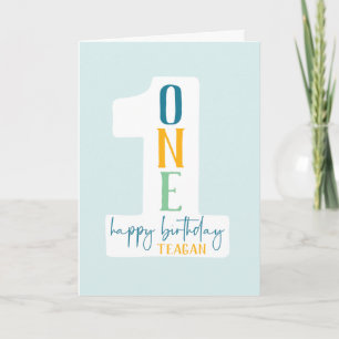 Custom First Birthday Folded Greeting Card