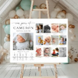 Custom First Birthday Photo Milestone Timeline Faux Canvas Print<br><div class="desc">Celebrate the first 12 months of your little one with this first birthday one year of photo sign. Customise the sign with your monthly milestone images and baby's fun facts. To add text to the design simply select the "Customise It" button above for more advanced customisation features.</div>