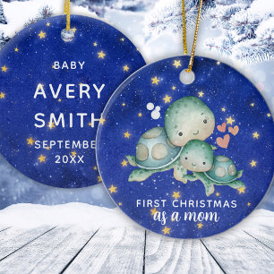 Custom First Christmas As A Mum Sea Turtle Ceramic Ornament