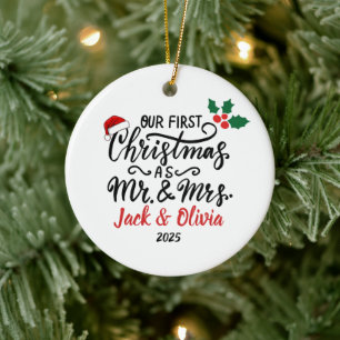 Custom First Christmas as Mr. & Mrs. Ornament