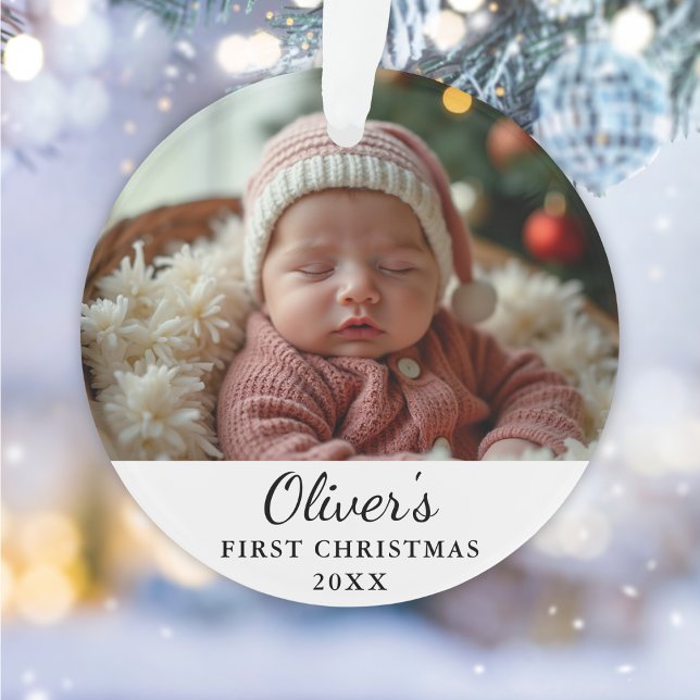Custom First Christmas Baby Photo Ornament (Creator Uploaded)