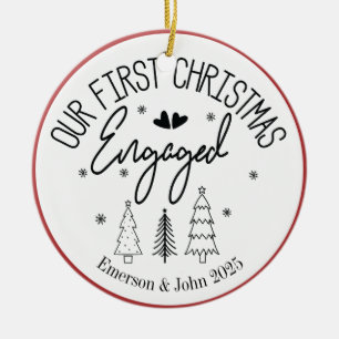 Custom First Christmas Engaged Ceramic Ornament