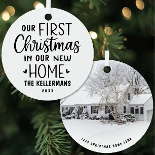 Custom First Christmas In New Home Photo Metal Tree Decoration