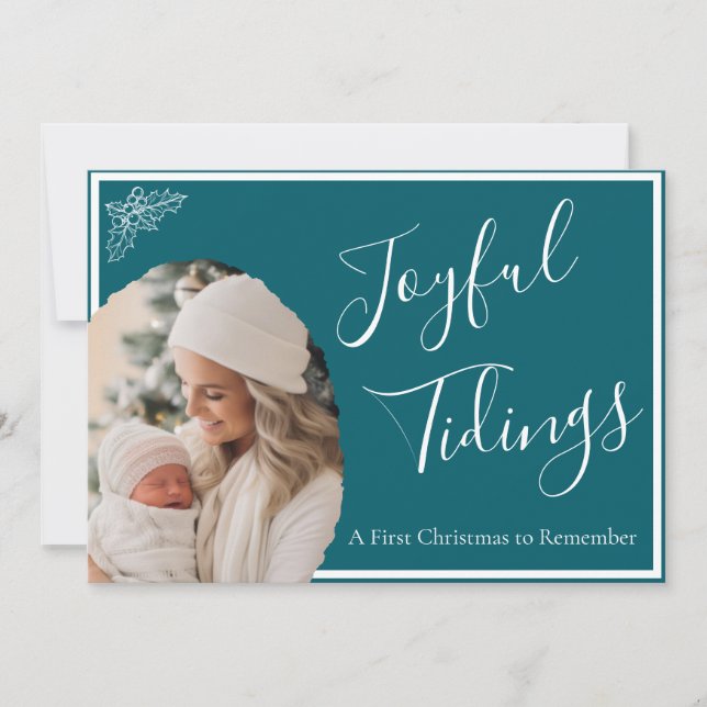 Custom First Christmas "Joyful Tidings" Holiday Card (Front)