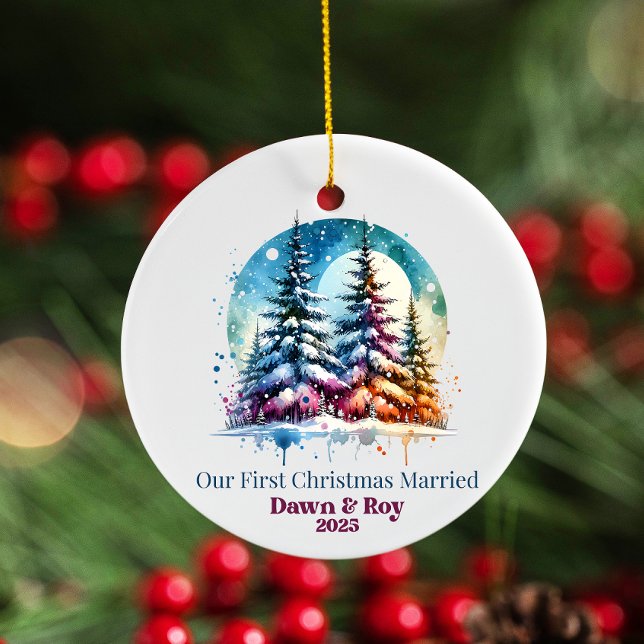 Custom first Christmas married, personalized gift, Ceramic Ornament (Creator Uploaded)