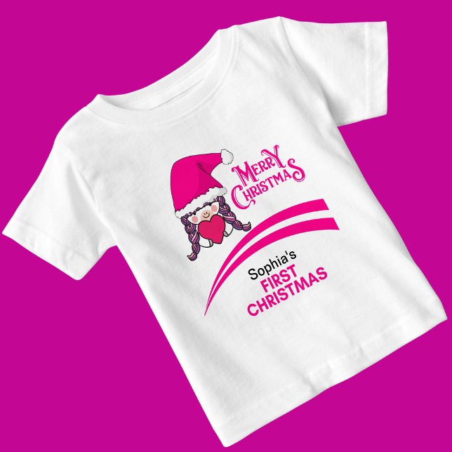 Custom First Christmas, Merry Christmas Baby T-Shirt (Creator Uploaded)