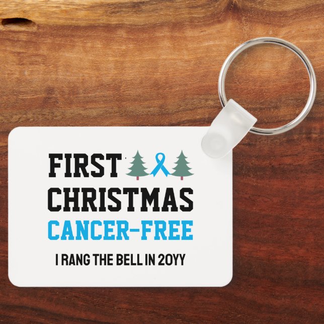 Custom FIRST CHRISTMAS Prostate Cancer Free  Key Ring (Front)