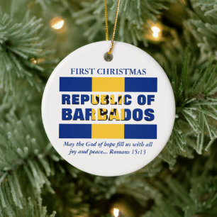 Custom First Christmas Republic of Barbados Ceramic Ornament