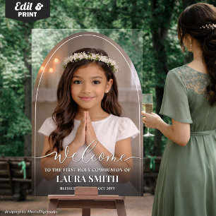 Custom First Communion Acrylic Arch, Photo Welcome Sign