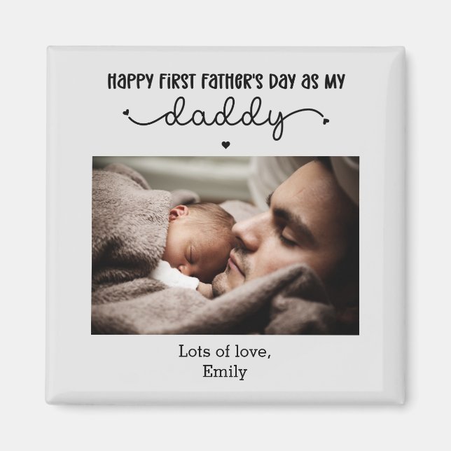 Custom First Father's Day Cute Minimalist Magnet (Front)