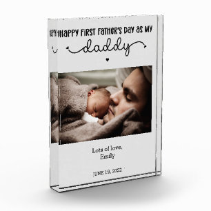 Custom First Father's Day Cute Minimalist Photo Block