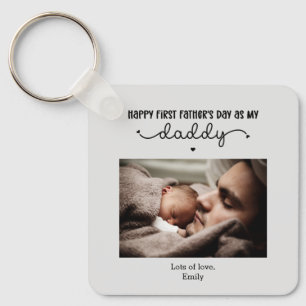 Custom First Father's Day Cute Minimalist Photo Key Ring