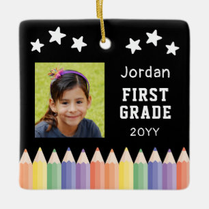Custom First Grade Colourful Photo Keepsake Ceramic Ornament