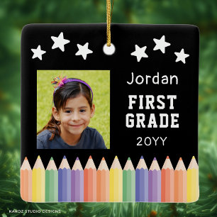 Custom First Grade Colourful Photo Keepsake Ceramic Ornament