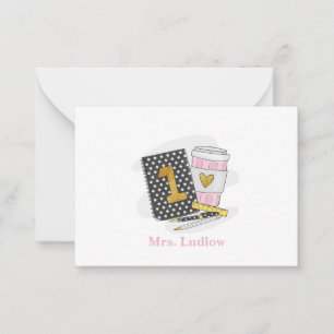 Custom First Grade Teacher Black Notebook Card