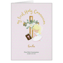 Custom First Holy Communion Cute Blonde Hair Girl 