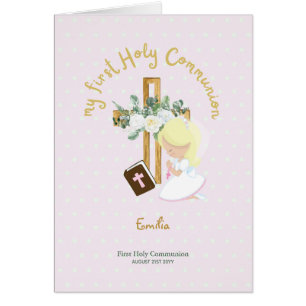 Custom First Holy Communion Cute Blonde Hair Girl