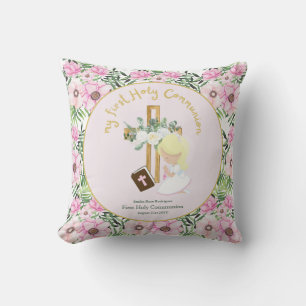 Custom First Holy Communion Cute Blonde Hair Girl Cushion