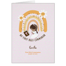 Custom First Holy Communion Cute Brown Hair Girl 