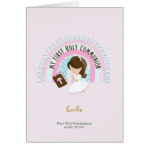 Custom First Holy Communion Cute Brown Hair Girl T