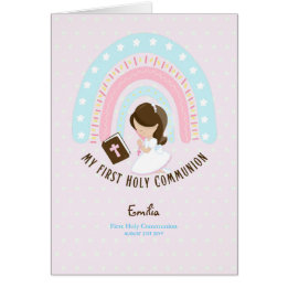 Custom First Holy Communion Cute Brown Hair Girl T