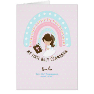 Custom First Holy Communion Cute Brown Hair Girl T