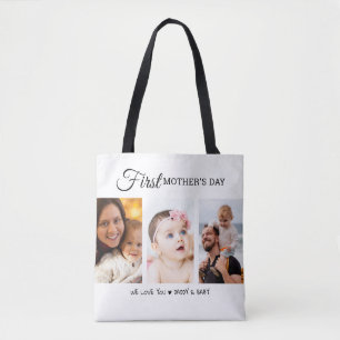 Custom First Mother’s Day Photo Collage New Mum Tote Bag