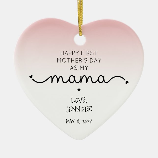 Custom First Mother's Day New Mama Keepsake Gifts Ceramic Ornament (Front)
