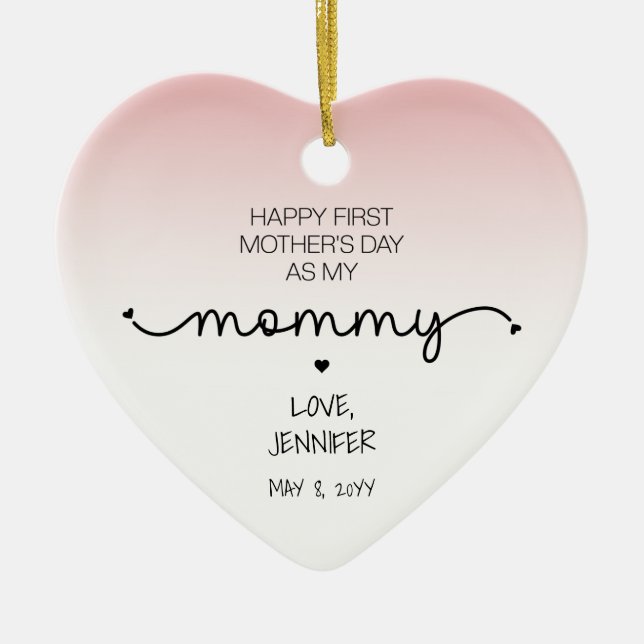 Custom First Mother's Day New Mummy Keepsake Gifts Ceramic Ornament (Front)