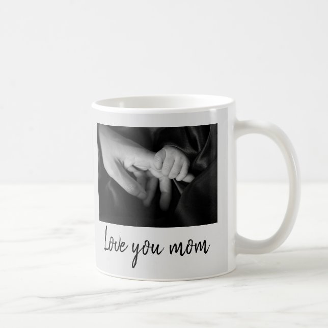 Custom First Mother's Day Photo Cute Minimalist Coffee Mug (Right)