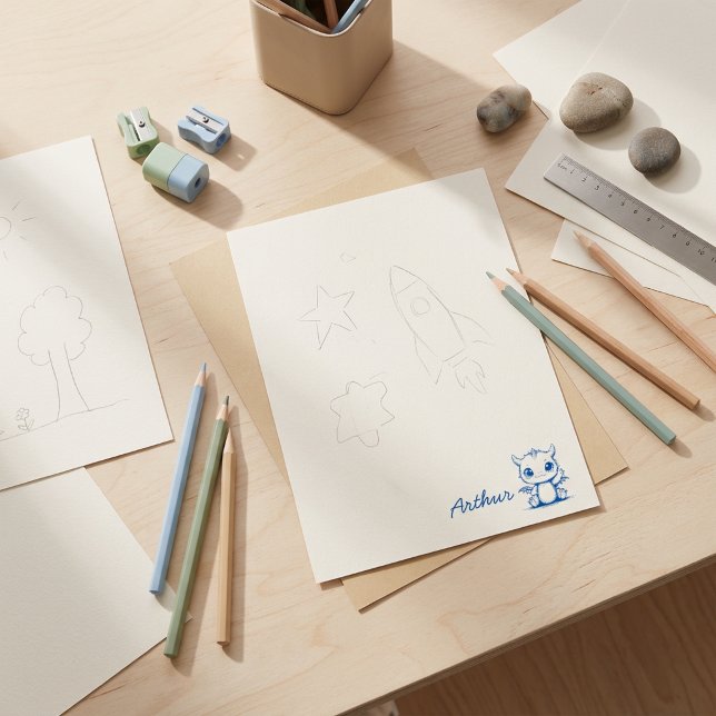Custom First Name Stamp with Cute Dragon (Custom First Name Stamp with Cute Dragon)