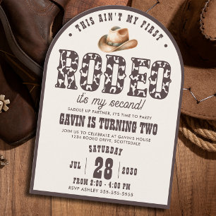 Custom First Rodeo Arched Boys 2nd Birthday Party Invitation