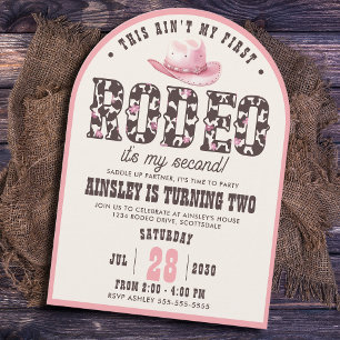 Custom First Rodeo Arched Girls 2nd Birthday Party Invitation