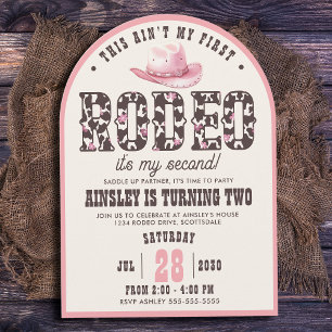 Custom First Rodeo Arched Girls 2nd Birthday Party Invitation