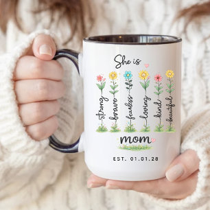 Custom First Time Mum Flower Affirmation Mug Gift