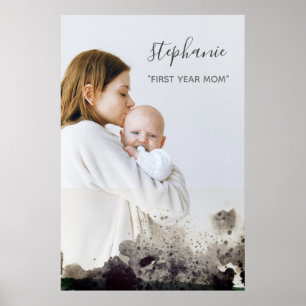 Custom First Year mum Photo Sparkling Overlay Poster