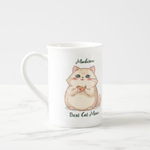 Custom Fish cat Mum Gift Personalised name Bone China Mug