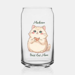 Custom Fish cat Mum Gift Personalised name Can Glass