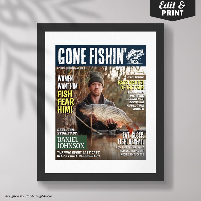 Custom Fishing Magazine Cover, Funny Fishing Gifts Poster (Custom Fishing Magazine Cover, Funny Fishing Gifts Poster)