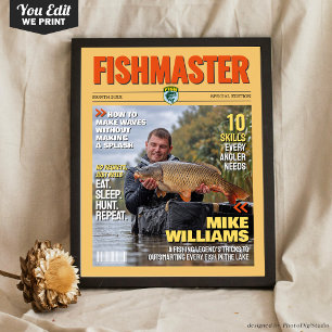 Custom Fishing Magazine Cover, Gift for Fisherman Poster