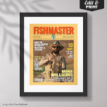 Custom Fishing Magazine Cover, Gift for Fisherman Poster<br><div class="desc">Celebrate your favourite angler with this personalised fishing gift – custom fishing magazine cover framed art! Featuring their photo and fun, creative headlines, this unique design turns them into the angler of the year or any custom title you choose. Perfect for birthdays, Father’s Day, retirements, or as a fun trophy...</div>